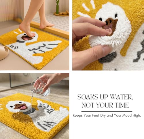 Image of VAS COLLECTIONS Luxurious 2000 GSM Microfiber Bath Mat | Super Soft, Thick & Fluffy | Anti-Skid, Super Absorbent, Machine Washable Bathroom /Kitchen /Door Mat (40x60 cm, Pack of 1) (Duck Print)