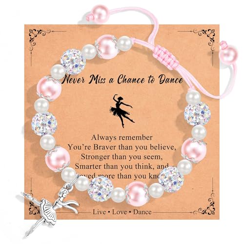 Dance Recital Gifts for Girls, Ballet Dancer Ballerina Bracelet Jewelry for Daughter Granddaughter Niece Friends Dance Team