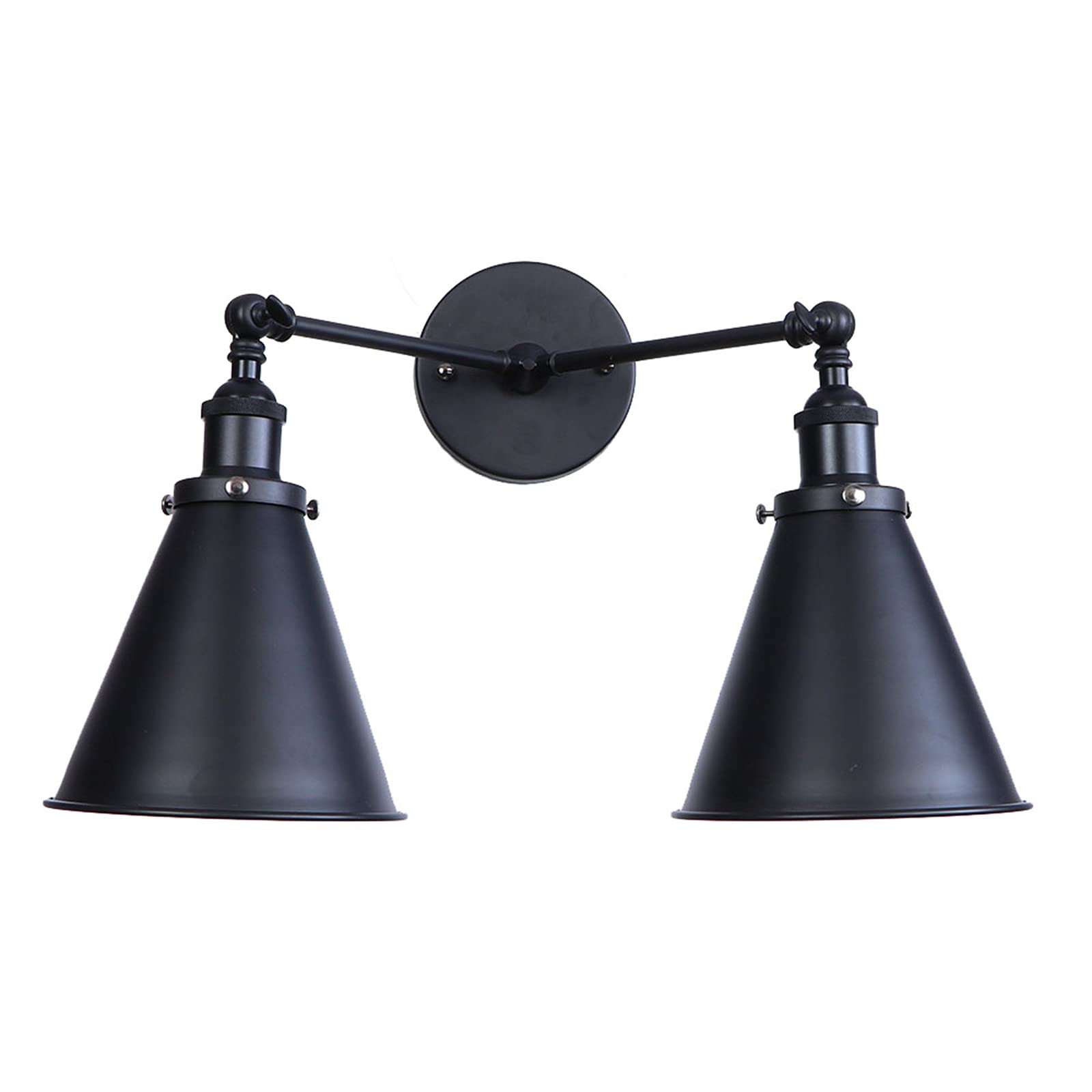 VDOQTLJT 2-Light Black Wall Lamps Adjustable V-intage Industrial Reading Lighting Retro Metal Shade Sconces Compatible with Bedroom Corridor B Sconce(C)