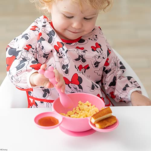 Bumkins Baby Bowls, Disney Minnie Mouse Silicone Baby Feeding Set, Suction Bowls For Baby And Toddler With Spoon, First Feeding Set, Platinum Silicone Bowl For Babies 4 Months #TOP5