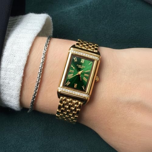Image of Carlton London Women Amara Analog Watch, Rectangle Dial, Stainless Steel Strap, Quartz Movement, 30M Water Resistant, Casual Wear