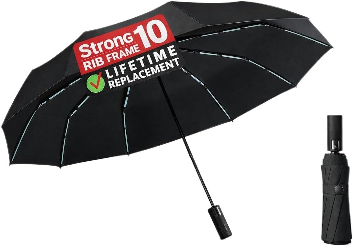 Compact Umbrella for Travel – Windproof & Waterproof Umbrella – Durable Umbrellas for Rain for Men & Women