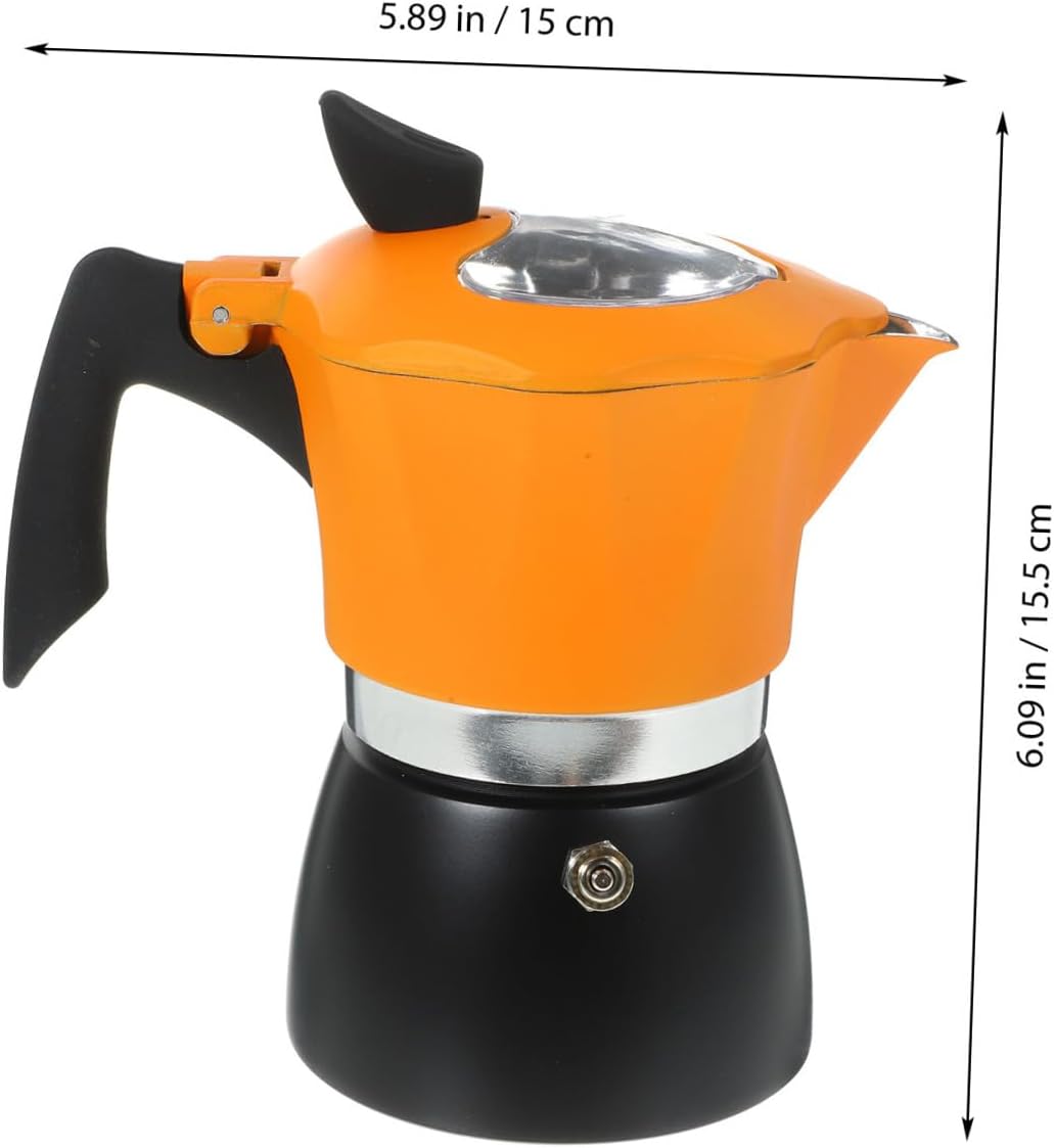 Ciieeo 1pc Black and Orange Hand Brewing Coffee Maker Ergonomic Design for Home and Office Lightweight Italian Pot Coffee Pot for Kitchen Use Capacity
