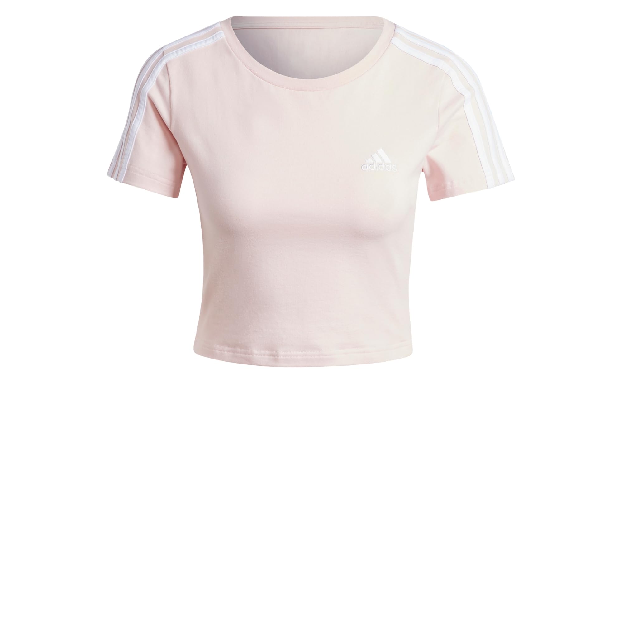 adidas Women's Essentials 3-Stripes Crop Tee, Sandy Pink F24, L