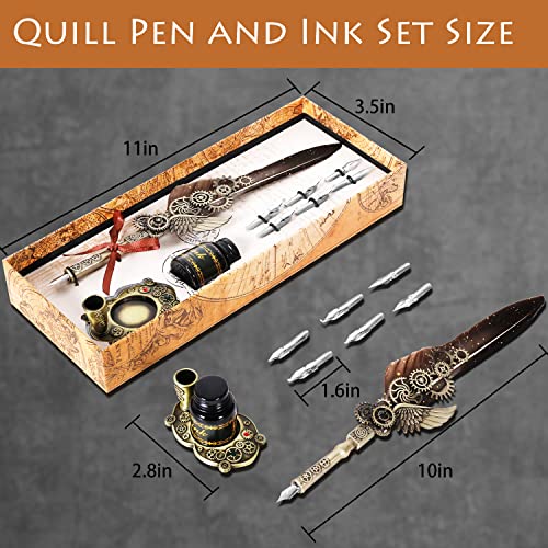 image for Aifeiter Feather Pen Set,Calligraphy Fountain Dip Feather Pen and Ink 