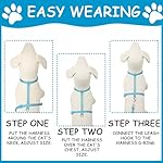 2 Pack Reflective Cat Harness and Leash Breakaway Cat Collars with Bells Escape Proof Cat Kitten Harness Adjustable for Small Medium Cats, Blue - Image 5