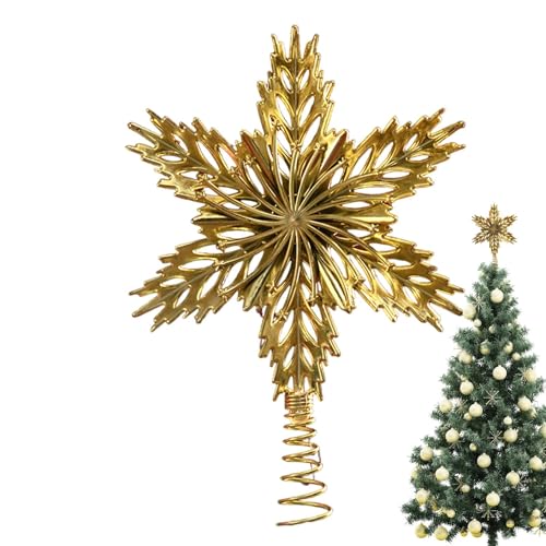 Estrella para Árbol De Navidad | Dorado para Árbol De Navidad,Decoración Brillante 3D para Salón Hogar Hotel Entrada Jardín Exterior Interior Dormitorio
