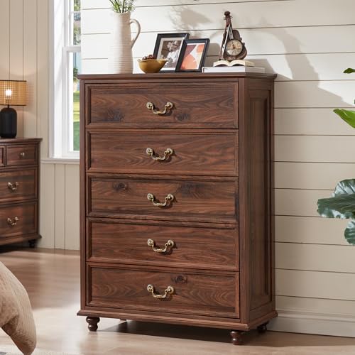 Joaxswe Farmhouse 5 Drawer Dresser for Bedroom, 45