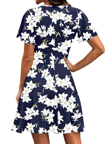 Image of RUMIA Women Casual Dresses Wrap V Neck Dress A-Line Summer Sundress Fashion