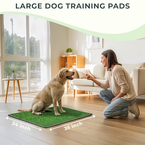 BurgeonNest Dog Grass Pad with Tray 35"x24", Includes Reusable Artificial Turf for Dog Litter Box, Ultra-Absorbent Washable Pee Pad & EVA Material Tray for Balcony, Apartment & Indoor/Outdoor Use - Image 3