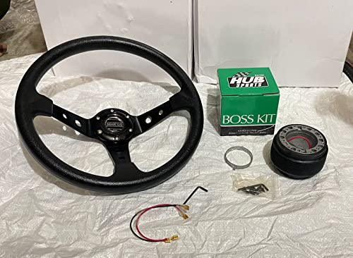 Image of AUTO MT - SPARCO 14INCH DEEP Style Universal Steering Wheel for Sports Car Look Rally Race Off Road with BOSS KIT HUB Free (Black SPARCO 14 inch Steering Wheel with BOSS KIT HUB)