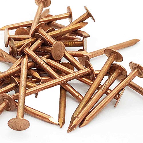 Clavos de cobre puro de 1.5 pulgadas para techado, chapa y acabado – 1.5” (38mm) de largo – cabeza de clavo 3/8” – paquete de 2 libras miniatura 3