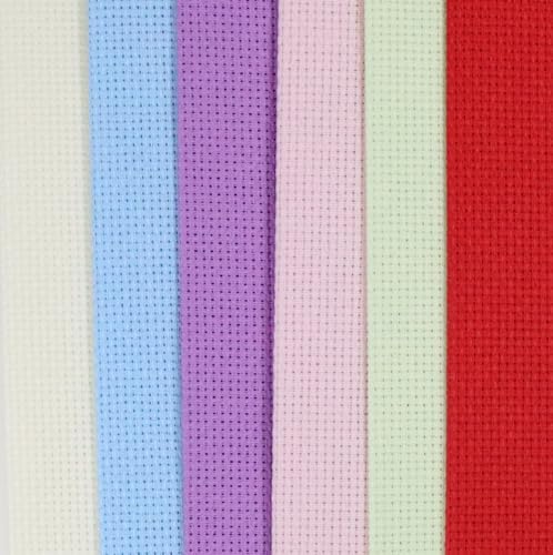 Image of KCS 6 pc of 12 inch x 18 inch (30cmx45cm) Counted Cotton Aida Cloth Cross Stitch Fabric (16CT-E)