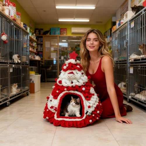 Lit chaud d'arbre de Noël pour chat, cadeau idéal d'intérieur - 3