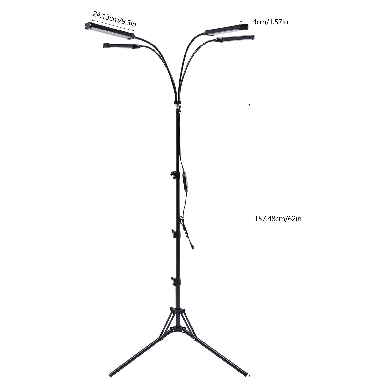 Lampe De Croissance,30W 4-Têtes Lampe Horticole LED Rotatif 360° Lumière à Spectre Complet 3000K/380-780nm avec minuterie 4/8/12H,pour Florale,Jardin Intérieur, Ferme