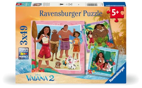 Ravensburger - Puzzle Enfant - Lot de 3 Puzzles 49 pièces - vers de Nouvelles Aventures/Disney Vaiana 2 - Fille ou garçon dès 5 Ans - Puzzle de qualité...