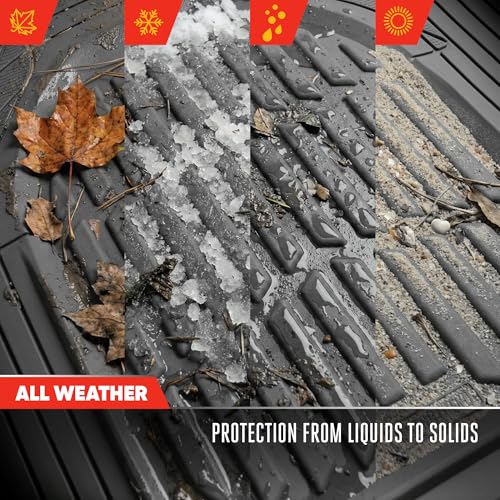 Image of Motor Trend FlexTough LITE Rubber Car Mats Full Set - All Weather Floor Mats for Trucks, Cars & SUVs - Automotive Waterproof Gray Car Floor Mats for Cars Interior Accessories Universal Trim-to-Fit
