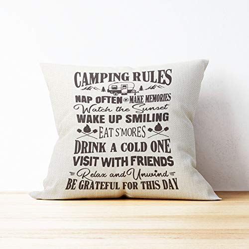 Mancheng-Zi Camping Rules Rv Pillows Throw Pillow Case thumb #2