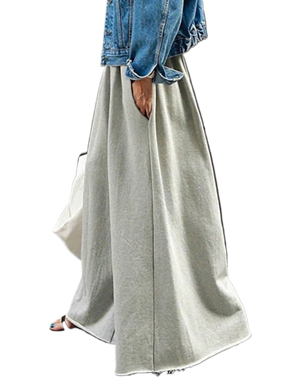 Womens Wide Leg Casual Pants Casual Solid Drawstring Waist Wide Leg Pants
