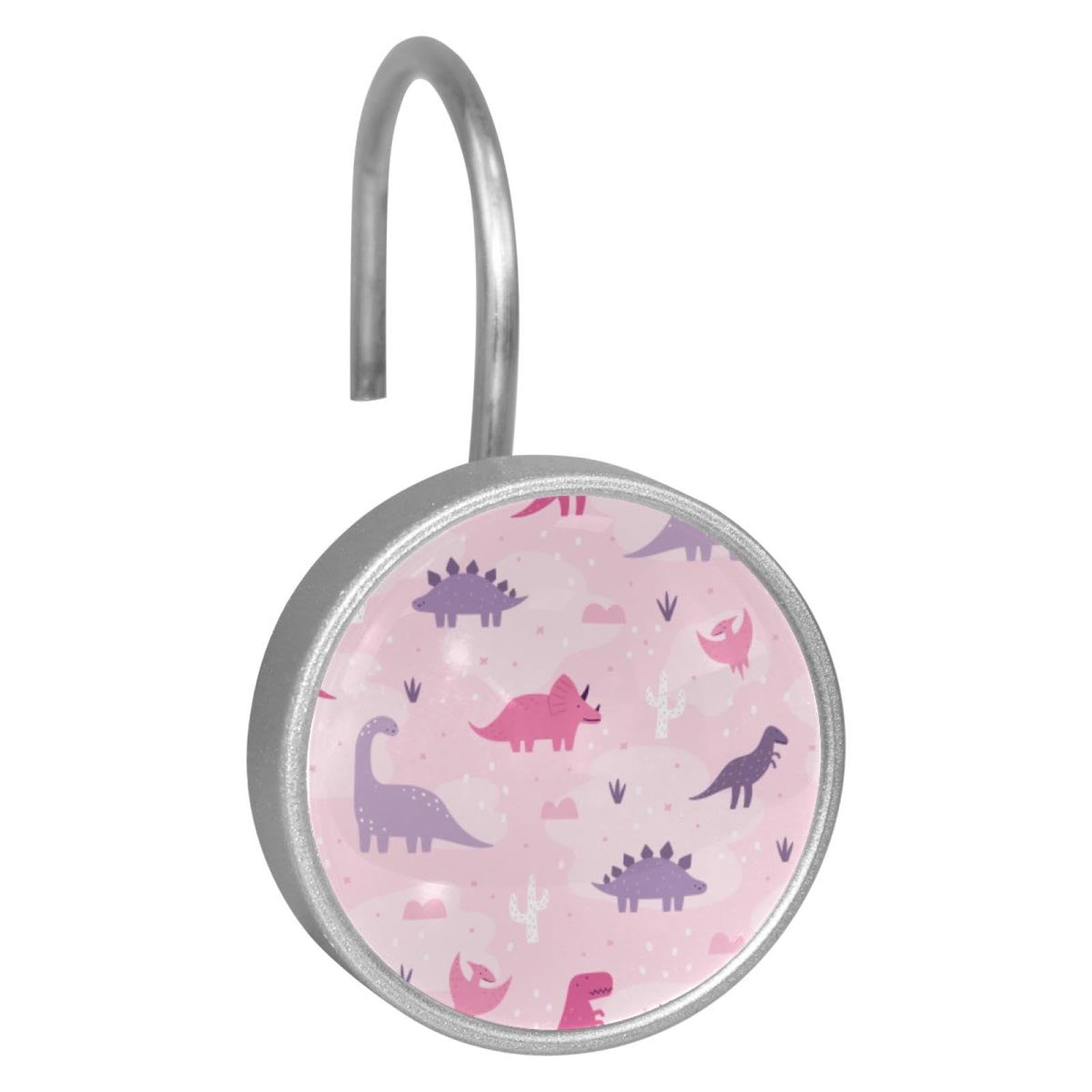 Crochets de rideau de douche en acier inoxydable motif dinosaure pastel
