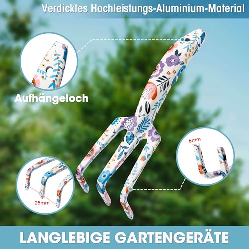 WORKPRO Gartenwerkzeug Set 4-tlg., Gartengeräte mit Geschenkverpackung, Gartenschaufel Gartenschere Gartenkralle Handschuhe, Geschenke für Gärtnerinnen und Gärtner, Gartengeschenk weiß