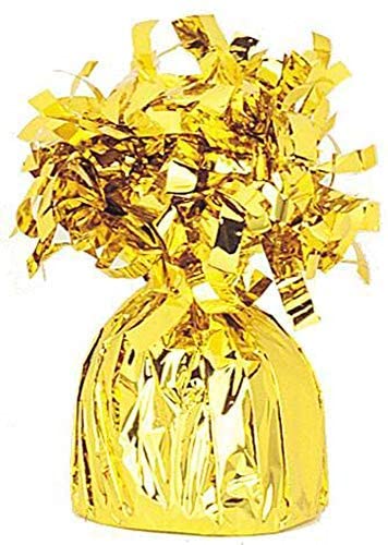 Image of Unique Foil Fringe Foil Balloon Weight - Gold, 4.5x 2.25x2.25 inch (Pack of 2)
