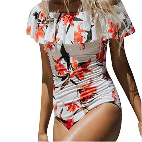 Costume da Bagno Bikini Sexy con Stampa Floreale Sexy da Donna Costume da Bagno Siamese con Stampa a Righe da Donna (Dimensioni : X-Large)