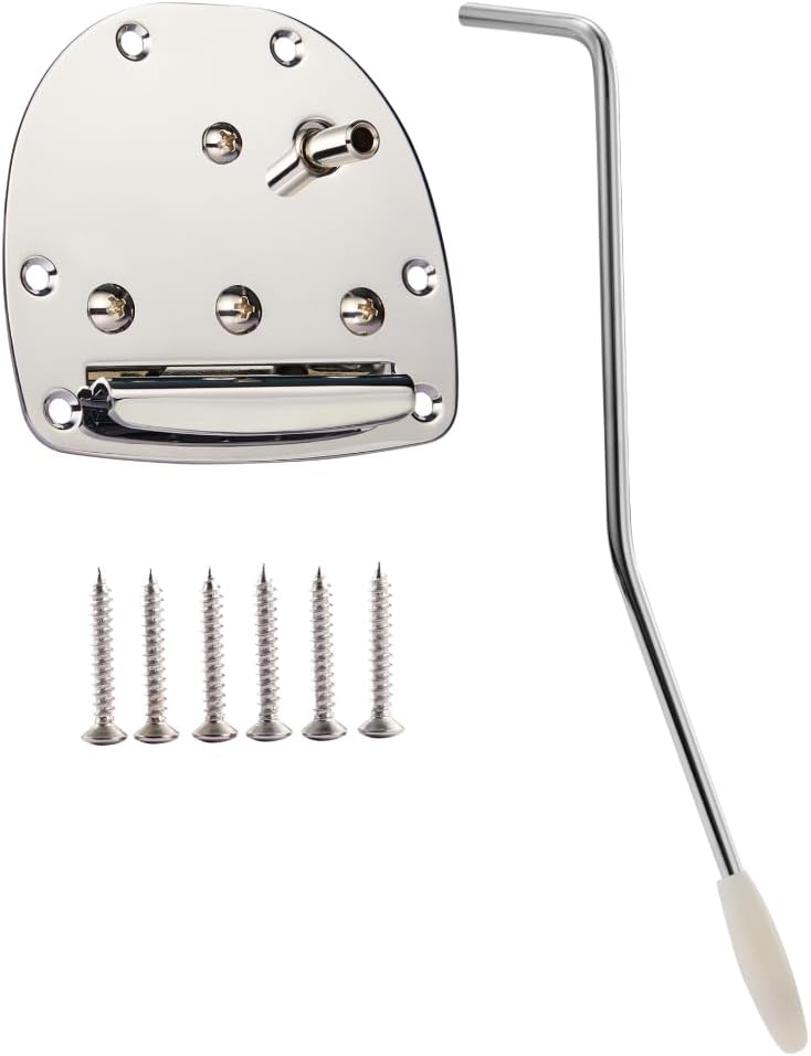 KAISH Electric Guitar Tremolo Assembly Tremolo Bridge Vibrato Tailpiece with Tremolo Arm for Jaguar/Jazzmaster without Lock Button Chrome