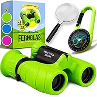 Fernglas für Kinder - Optimales Geschenk für Jungen und Mädchen - Starke Vergrößerung 8X21 – Umfangreiches Set inklusive Lupe & Kompass – Spielzeug für Kinder 3-12 Jahre