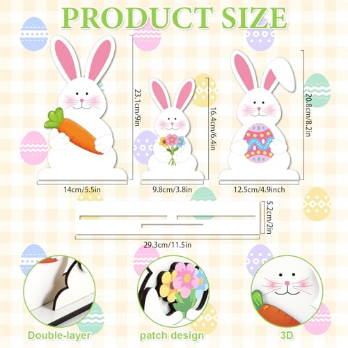Easter-Bunny-Decorations-Wooden-Table-Sign-Spring-Decorations-Rabbit-Tabletop-Decor-Rustic-flower-egg-ornament-Farmhouse-Table-Centerpiece-Decor-Removable-Tiered-Tray Easter Bunny Decorations Wooden Table Sign Spring Decorations Rabbit Tabletop Decor Rustic flower egg ornament Farmhouse Table Centerpiece Decor Removable Tiered Tray