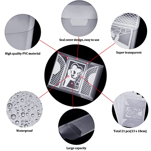 Image of Marspark 21 Pieces Clear Stamp and Die Storage Bag Pockets Resealable Plastic Seal Storage Envelopes Case Dies Stamp Pocket for Christmas DIY Paper Card Craft(5 x 7 Inch) (Pack of 4)