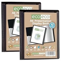 eco-eco Präsentationsbuch, A6-Format, 50% recycelt, 40 Taschen, schwarz, Präsentationsmappe mit Kunststoffhüllen, 2 Stück, eco200 x 2