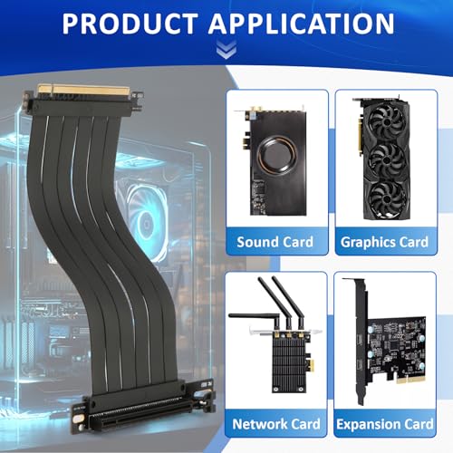 Cable riser PCI-E 4.0 16X de doble ángulo recto RongZy para evitar pérdidas de señal 5