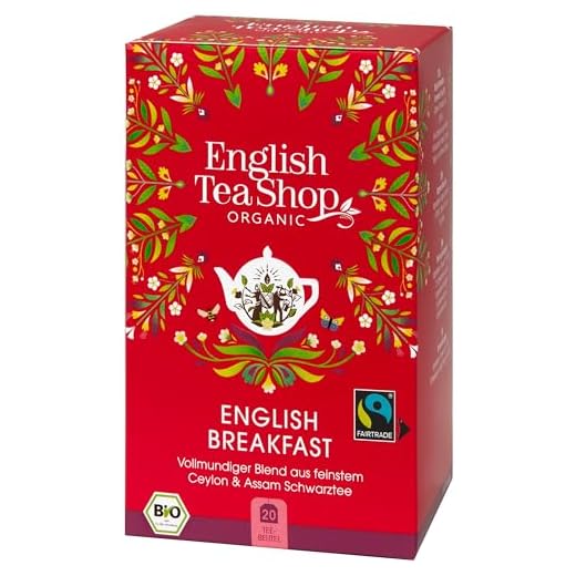 English Tea Shop English Breakfast Fairtrade Organic / Ceylon Black Tea Desayuno Inglés Orgánico y de Comercio Justo Premiata Tea Collection Mano Escogida por Sri Lanka - 1 x 20 sobres (40 gramos)