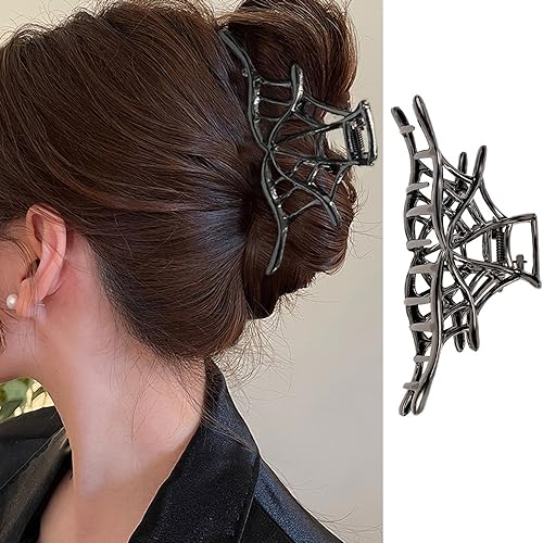 Pince à cheveux Halloween antidérapante en métal noir pour fixation queue de cheval
