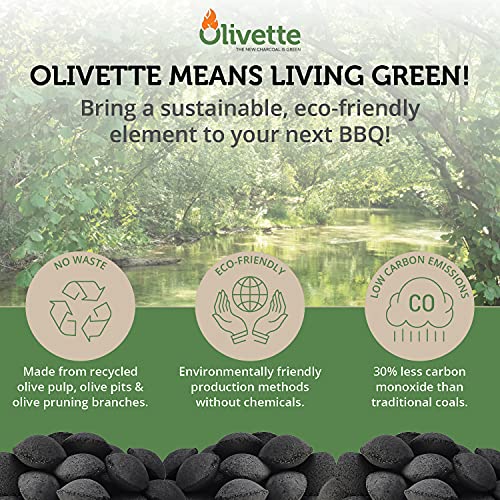 Olivette Organic Charcoal Briquettes For Grilling Bbq, Usda Organic Certified | 100% Recycled Olive Tree Byproducts #TOP5