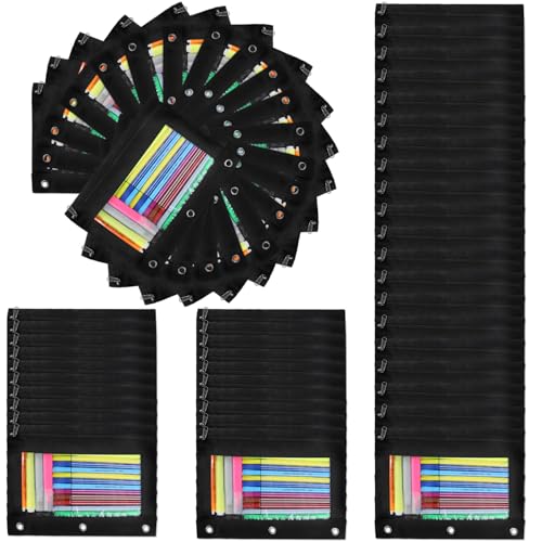 Image of 60 Pack Pencil Pouch for 3 Ring Binder, Pencil Case with Smooth Zipper Bulk, Clear Window Pencil Bag for School, Office, Jewelry, and Cosmetic, Black