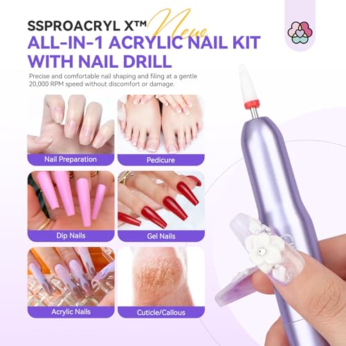 Image of SAVILAND Professional Acrylic Nail Kit: Acrylic Nail Set KIt for Beginners with Everything Nail Tranning Mat Nail Art Brush Nail Drill Nail Polish with Dryer for Nail Extension Carving