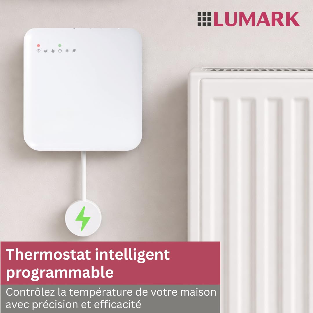 Inteligentny termostat do grzejników elektrycznych LUMARK – sterowanie temperaturą za pomocą aplikacji Tuya, rozpoznawanie otwartego okna – kompatybilny z asystentami głosowymi (6, z bramką)