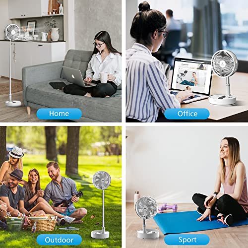 Cordless Foldable Portable Fan,Rechargeable 7200Mah Battery Operated Table Desk Fan,Remote Control Floor Standing Fan,Oscillating Fan,Usb Pedestal Fan For Bedroom,Office Travel Camping Outdoor 7.8" #TOP3