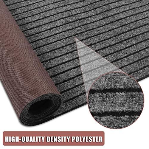 Zgr Runner Rug 2 Ft X 6 Ft Indoor/Outdoor Low Profile, Hallway, Kitchen, Patio, Deck Area, Rv, Entryway, Garage, With Natural Non-Slip Rubber Backing, Gray With Black Stripe, Custom #TOP3