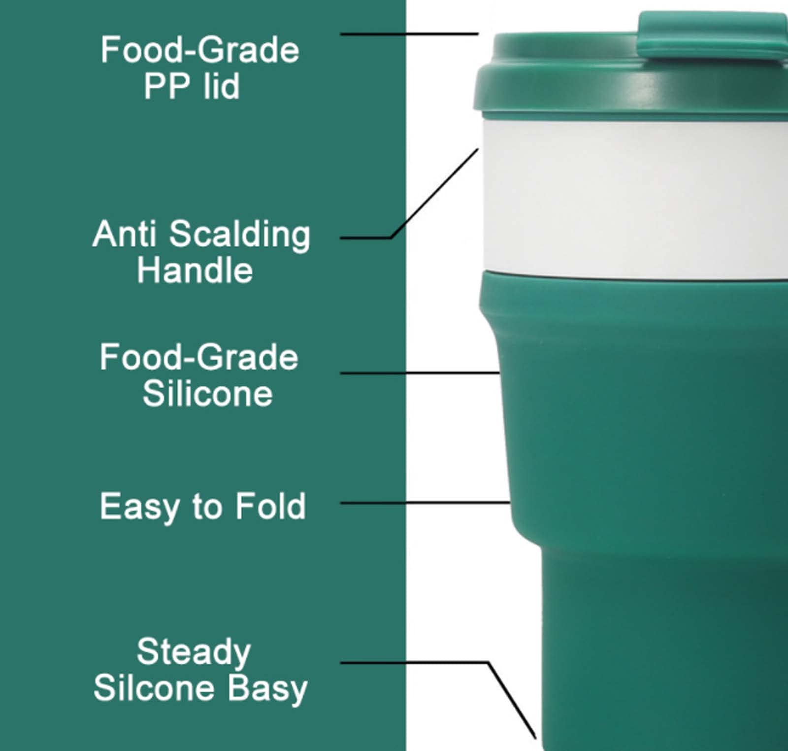 XINGYU Tazas De Silicona Plegables, Taza De Viaje Reutilizable Botella Deportiva con Tapas Taza De Café Portátil Plegable Ligera a Prueba De Fugas para Acampar Al Aire Libre