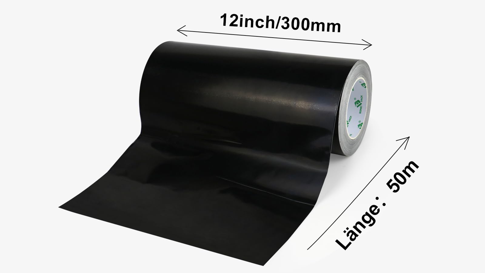 BOMEI PACK Czarna aluminiowa taśma klejąca 300 mm x 50 m – odporna na wysokie temperatury taśma izolacyjna – aluminiowa taśma klejąca do izolacji – taśma uszczelniająca – samoprzylepna taśma