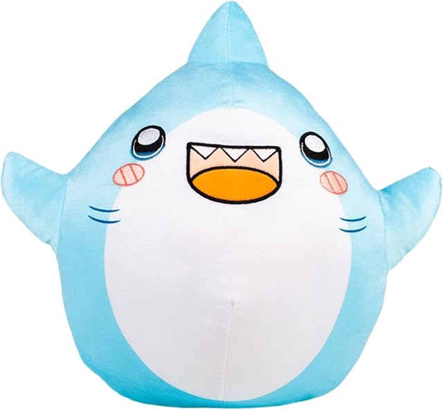 JINSIJU Lankybox Stuffed Plush Toy Cartoon Cute Cat Fox Doll Thicc Anime Plush Toy Stuffed Throw Pillow Gift for Girls Boys (Blue Shark , 30 cm x 35 cm)