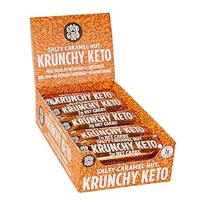 GOOD GOOD Krunchy Keto Bar Salty Caramel – Low Carb Protein Bar – No Added Sugar Snack Bar – High Fibre – Suitable for Diabetics & Sugar Intolerant Individuals (15x35g)