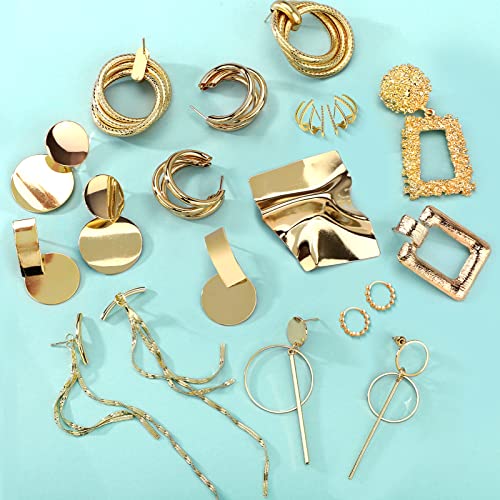 12 Pairs Statement Hoop Earrings Gold Bar Tassel Hanging Drop Dangle Earring For Women Big Geometric Earrings For Girls Fashion Retro Birthday Everyday Jewelry Gift (Modern) #TOP5