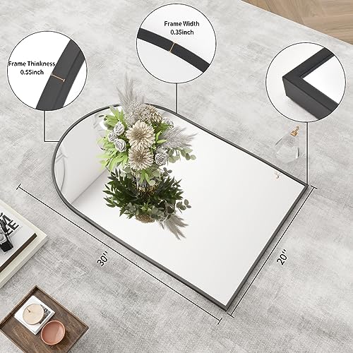 Beautypeak 20"X30" Arch Bathroom Mirror, Wall Mounted Mirror, Black Vanity Wall Mirror W/Metal Frame For Bedroom, Entryway, Living Room #TOP3