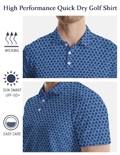 Lxopogk Camisa polo masculina de golfe divertida manga curta desempenho absorção de umidade secagem