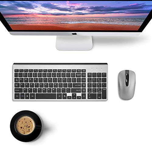 Image of cimetech Wireless Keyboard and Mouse Combo, 2.4G Ultra-Thin Sleek Compact Full Size Ergonomic Keyboard for Windows, Mac, Computer, PC, Notebook - Grey