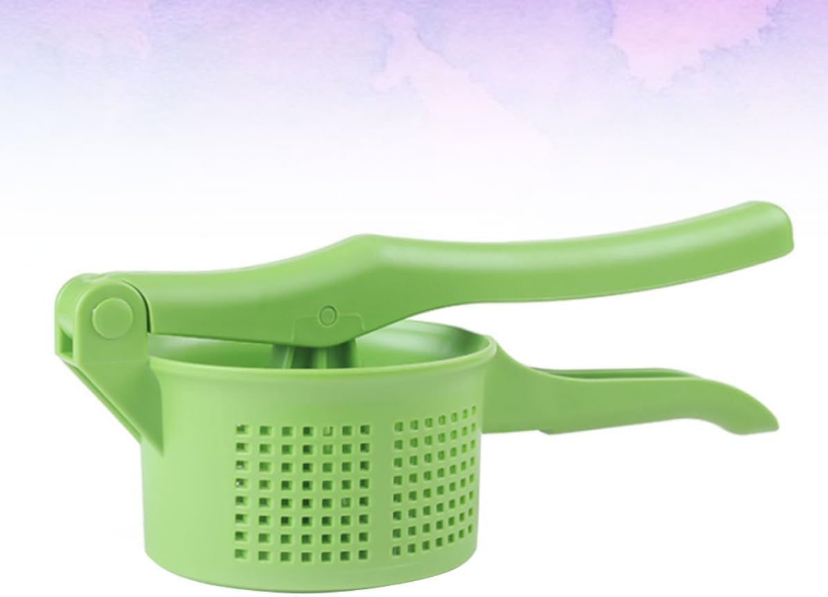 OUNONA Manual Potato Ricer Non-slip Handle and Hollow out Design, Green Plastic Handheld Potato Masher Press for Kitchen and Dining Use